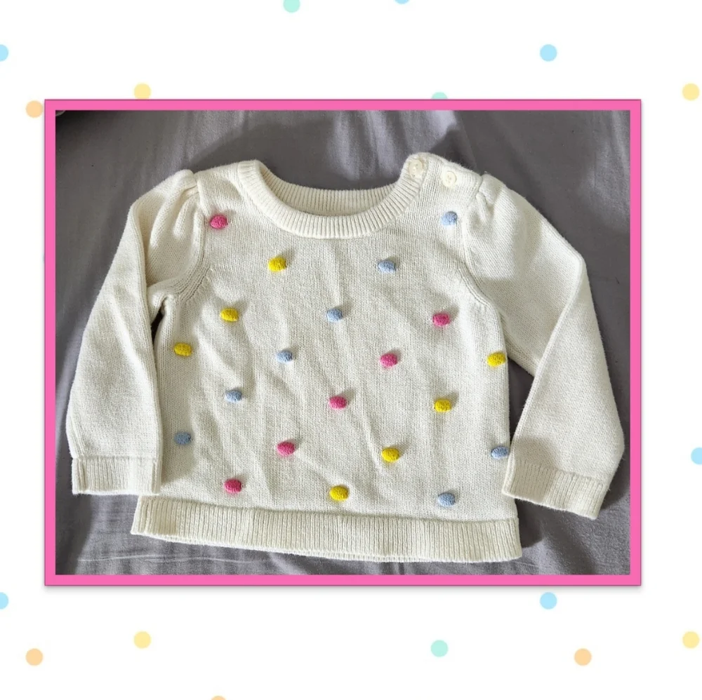 GAP Knit Long Sleeve Colorful Polkadot Sweater